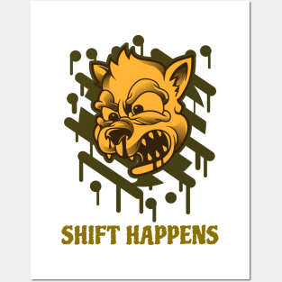 Shift Happens Funny Toon Wolf Design Posters and Art